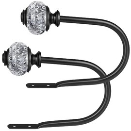 USFOOK - Paquete de 2 alzapaños decorativos para cortinas (2 paquetes/1 par), ganchos para cortinas traseras para pared con remates translúcidos (6.1 pulgadas de largo x 4.1 pulgadas de ancho)