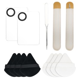 Makeup Spatula and Palette Set Facial Foundation Makeup Tools and Powder Puff Stainless Steel Mixing Spatula for Professional Makeup Nail Art