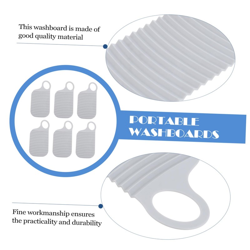 CHILDWEET 6pcs Mini Washboards Dual-sided Scrubbers Stripe Texture Portable Laundry