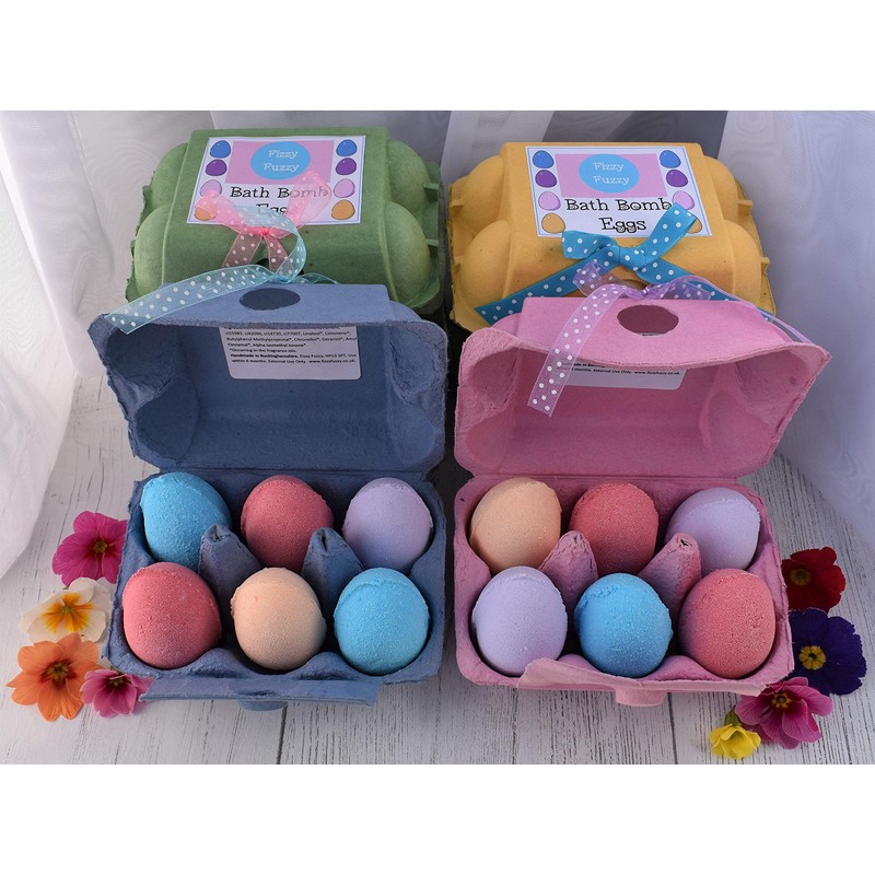 Bath Bombs x 6 in coloured egg box. Easter Egg
