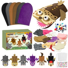 WATINC 6Pcs Hand Puppet Making Kit, Art Craft Felt Sock Puppet Toys, Creative DIY Make Your Own Pompoms Wiggle Googly Eyes Storytelling Role Play Party Supplies Gift for Girls Boys (Woodland B)