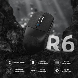EWEADN x ATTACK SHARK R6 LIGHTSPEED Wireless Gaming Mouse, 39G Ultralight Design, HyperSpeed with 8K Hz, PAW3950 Sensor, Nordic52840, 42K DPI for E-Sports Games, Tri-Mode Programmable Mice -