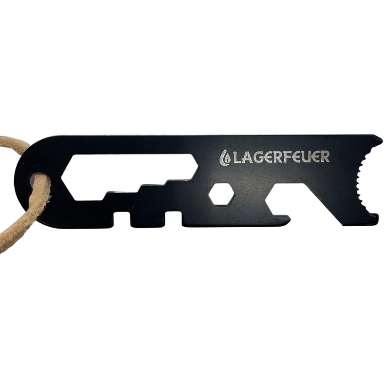 LAGERFEUER Hexa-Shaped Fire Starter, Hexagonal, Ferrocerium, Genuine Leather, Leather Cord,