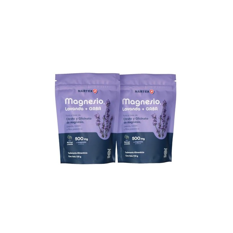 Citrato Magnesio Polvo GABA Lavanda Mora Azul Pack 2x150g