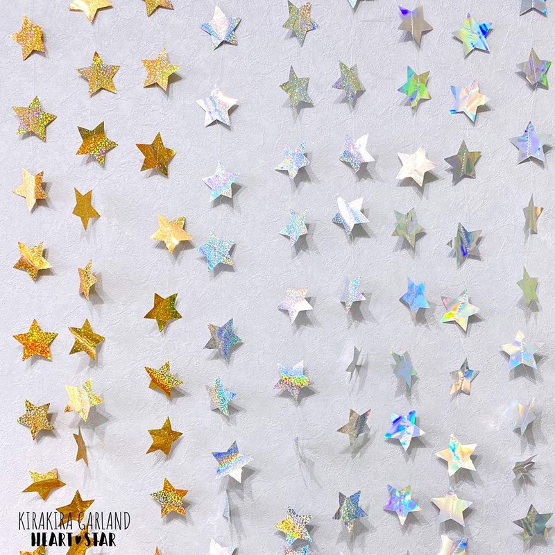 regalo Sparkly Garland, Heart, Star, Birthday, Wedding, Party, Event (Star