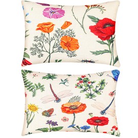 Juexica 2 Pack Outdoor Beach Chair Head Pillow with Strap 16 x 11 Inches Colorful Floral Hammock Lumbar Lounge Recliner Resting Pillows for Beach Office Chair