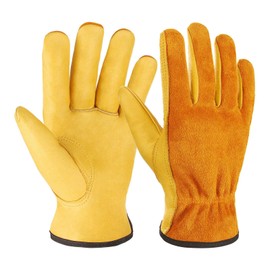 Leather Work Garden Gloves for Men & Women，Safety Work Gloves for Gardening, Welding, Construction, Farm, Ranch, etc. Thorn Proof , Planting,Heavy Duty，Roses Pruning Gardening Working Gloves, Gifts L