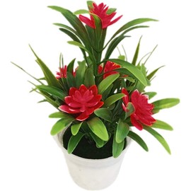 ZGLUZP Red Artificial Fake Lotus Flower Potted Plant Bonsai Faux Plants Flowers Wedding Home Party Garden Office Decor
