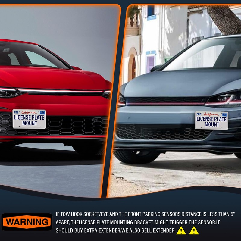 Anti Theft Front License Plate Bracket Mount Compatible with Volkswagen