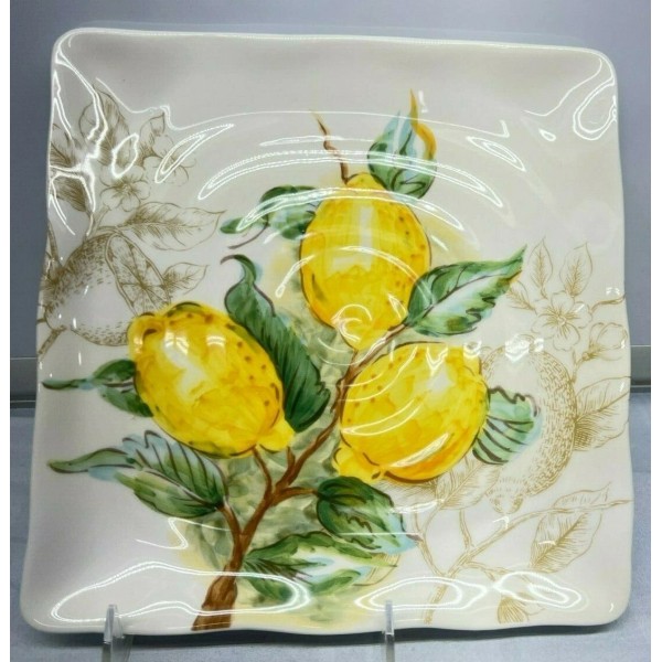 Maxcera Yellow Lemon Salad 4 pcs set Square Plate 8.5"