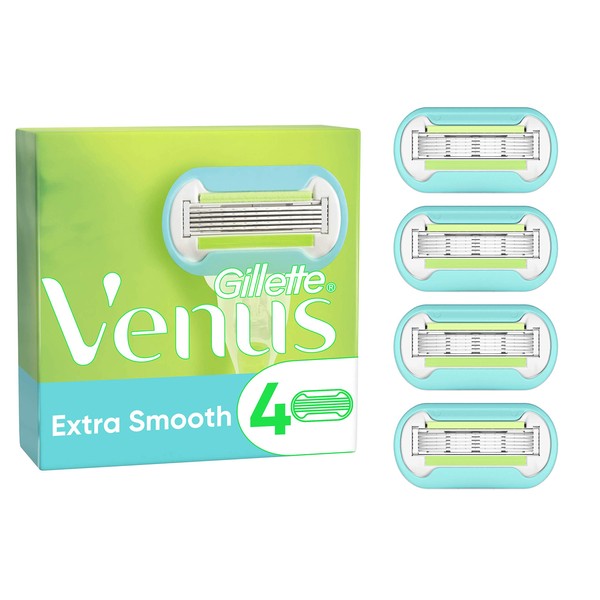 Gillette Venus Extra Smooth Women's Razor Blades, 4 Replacement Blades for Women's Razors with 5 Blades