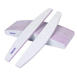 Pack of 10 Nail Files 100/180 Double Sided Reusable and Washable Half Moon Files for Home and Professional Use