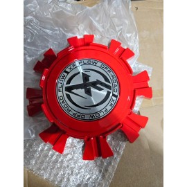 XF Offroad wheels flow series floating cap red 8 lug - BIG CENTER SMALL LOGO