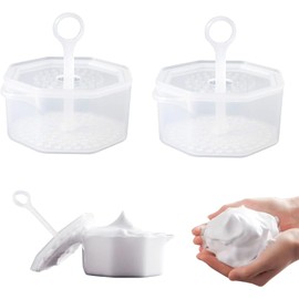 Lyyxjsltd Pokumil Facial Cleansing Whisk, Pack of 2, Push Type, Fluffy, Easy to Grip, Fine Microbubble, Dense Foam, Easy Facial Cleanser, Solid Soap, Bath, Face, Shampoo (White)