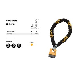Luma Locks Enduro 48 inches Steel Chain with U-Lock, Heavy Duty Lock for Bike, Bicycle, Motorcycle