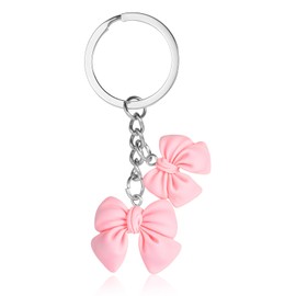 Aeaocvo Pink Bow Key Ring for Girls Women, Cute Bow Charm for Purse Bag Charm for Handbags Bow Charms for Bags Car Charms Keychain Pink Key Chain Accessories for Backpack