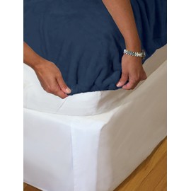 Effortless Bedding Oversized Plush Semi-Fitted Bed Blanket (King, Blue)