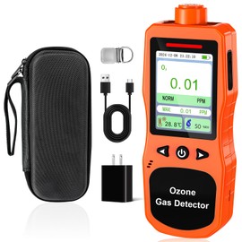 ZYKYCX Portable Ozone Detector, 0-20 PPM Ozone Gas Monitor with 0.01 PPM High Resolution, 16H Long Battery Life, Ozone Meter with Alarm, O3 Air Quality Monitor with Temp & Humidity Tester, Orange