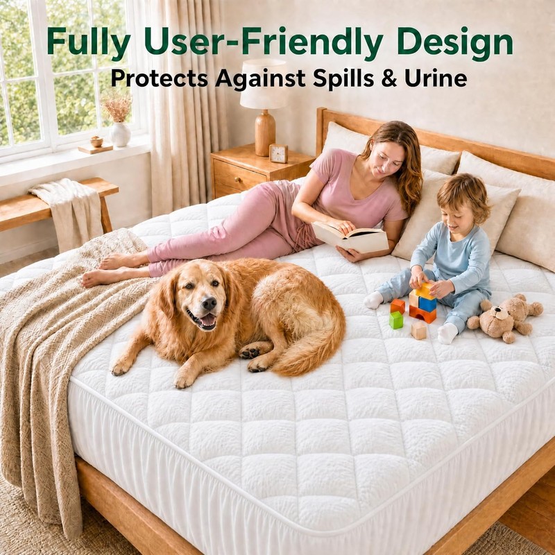 Waterproof Mattress Topper Queen - Extra Thick Breathable Bamboo Mattress