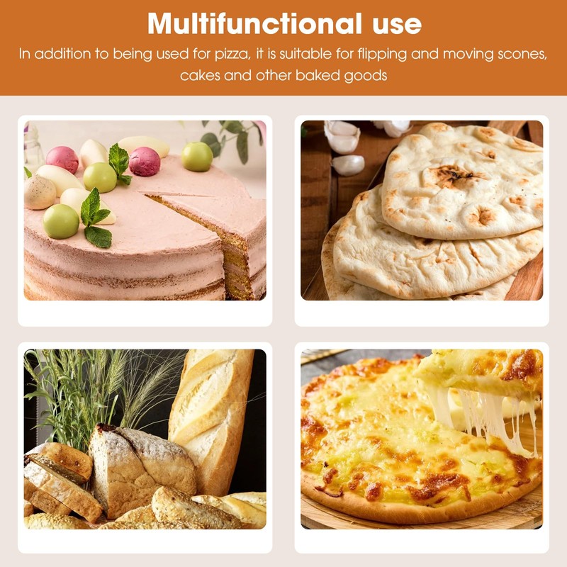 Pizza Peel 12 inch, Aluminum Pizza Spatula with Wooden Handle,