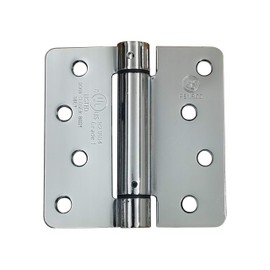 Spring Hinges, Adjustable Self Closing 4 Inch with 1/4 Inch Radius, Polished Chrome 2 Pack