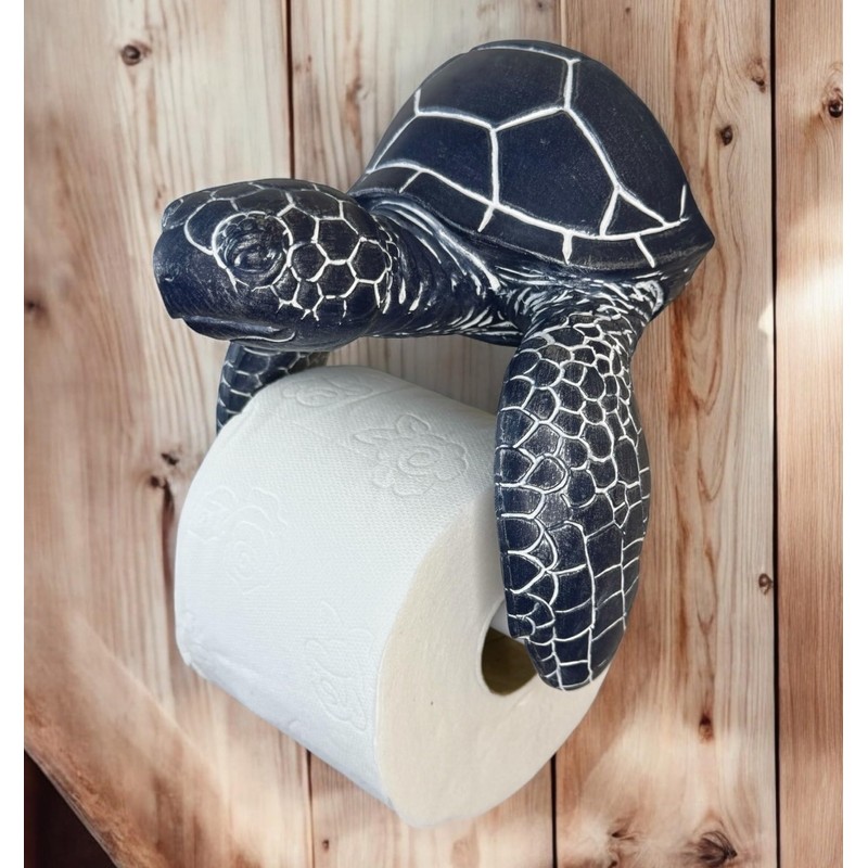 Sea Turtle Wall Mount Toilet Paper Roll Holder Rustic Nautical