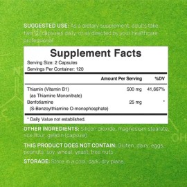 Vitamina Complex Benfotiamina240 Cápsulas Hecho Usa