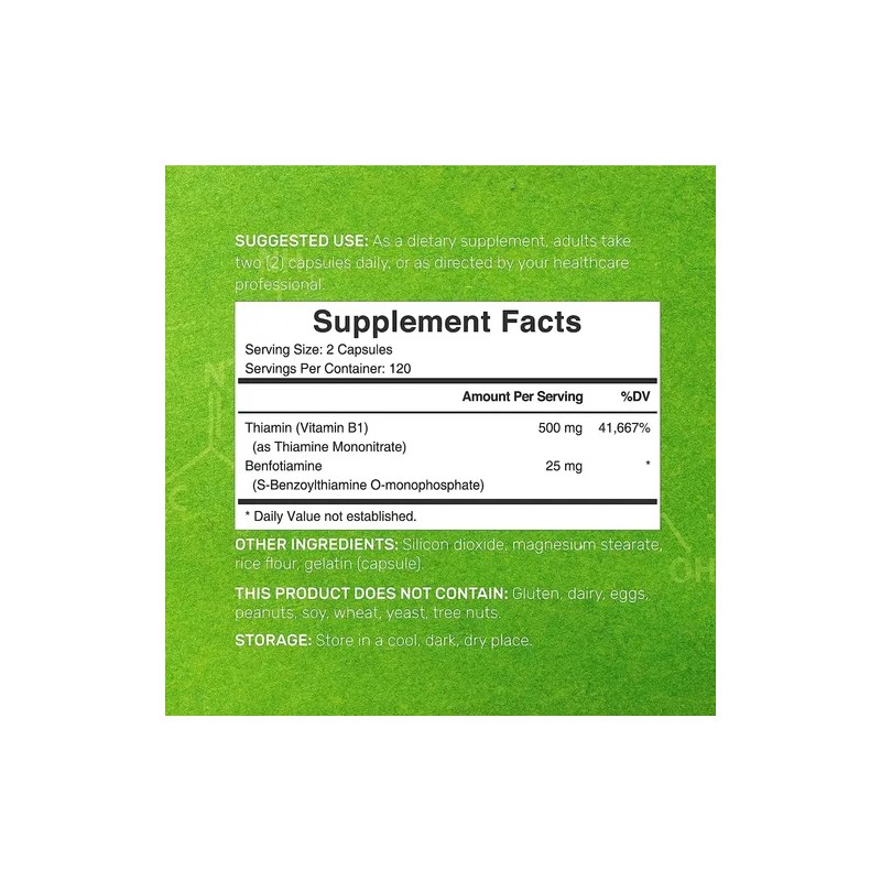 Vitamina Complex Benfotiamina240 Cápsulas Hecho Usa