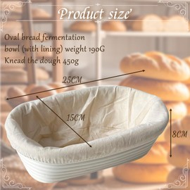 Gärkorb länglich,17 * 12 * 6cm Ovaler Brotkorb,Gärkorb，Oval Proofing Basket Set,Ovales Gärkörbchen,33 * 8cm Teigrührer,für professionelle Heimbäcker mit Stoffeinsatz