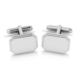 Krysaliis Sterling Engravable Stepped Edge Hexagon Cufflink Luxury Men's Cuff Links With Elegant Gift Box | Crafted With .925 Sterling Silver | Suitable for All Occasions