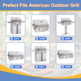 Derurizy Heat Plate Replacement for American Outdoor 24NB, 24NG, 24NP, 24PC, 30NB, 30PC, 36NB, 36PC Gas Grill, 3 Pack Stainless Steel Grill Burner Cover