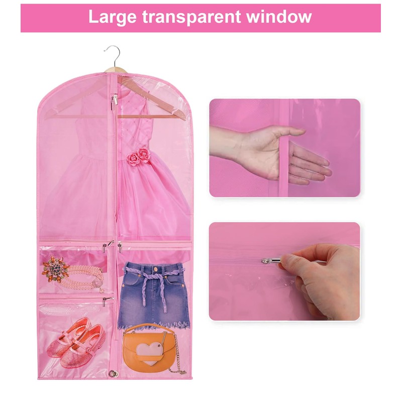 5 Pcs Costume Dance Garment Bag with 3 Clear Zipper