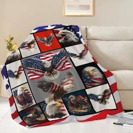 Eagle Throw Blanket American Flag Bald Eagle Stuff Gifts for Kids Girls Boys Adults Women Men Soft Cozy Warm Plush Fluffy Fuzzy Fleece Blanket Decor 40''X50''
