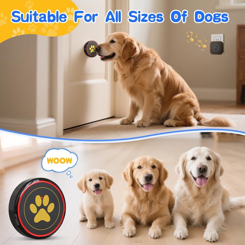 Dog Door Bell for Potty Training, IP55 Waterproof, 55 Ringtones,