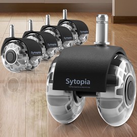 Sytopia Office Chair Wheels 11 mm x 22 mm, Set of 5 Wheels for Office Chairs, Super Quiet and Soft for Hard Floors, Parquet, Carpet, Laminate, No Floor Protection Mat Required (Fits Not for 10 mm Pen)