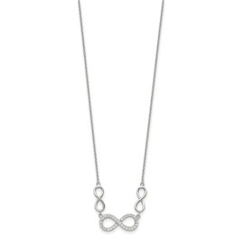 Million Charms 925 Sterling Silver Polished CZ (Cubic Zirconia) Infinity Symbol Necklace, 18" Length