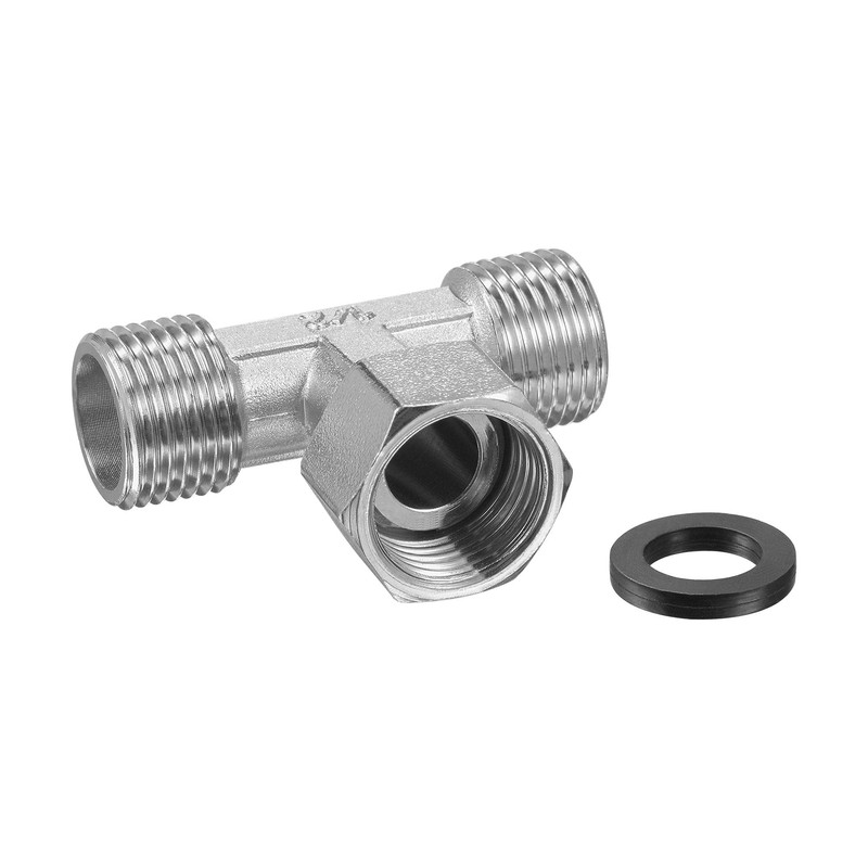 uxcell Pipe Fitting Tee G1/2 2 Male to 1 Female
