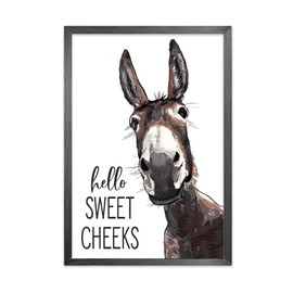 Zamety Bathroom Decorative Pictures, Funny Donkey Bathroom Pictures, A4 Pictures Bathroom, 21 x 30 cm, Black White Canvas Poster, Wall Pictures, Toilet Decoration, Donkey Pictures Toilet, Without