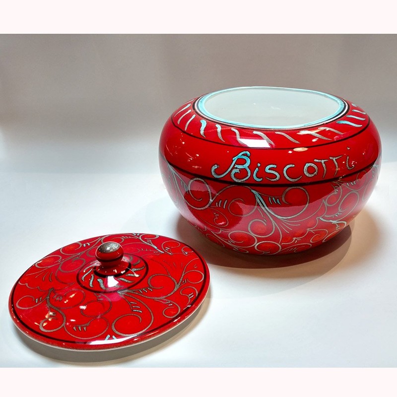 Tramonto Hand Painted Ceramic Biscotti Jar - Handmade in Italy