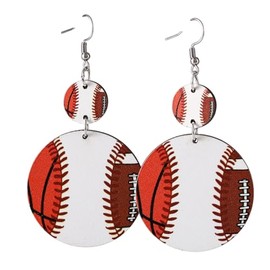 Colorful Sports Ball Wooden Dangle Earrings Dainty Soccer Football Baseball Volleyball Baskteball Earrings for Women Sport Lover Jewelry Gift-5
