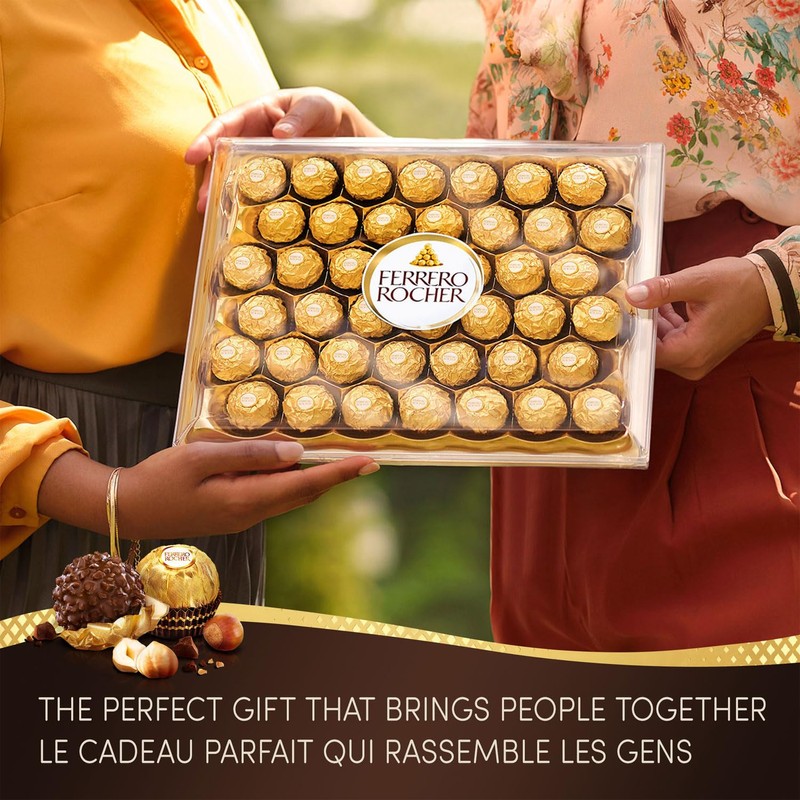FERRERO ROCHER Fine Hazelnut Milk Chocolate Gift Box, 48 Count,