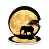 2 Pack Car Cup Holder Coaster-Elephant Full Moon Absorbent Ceramic