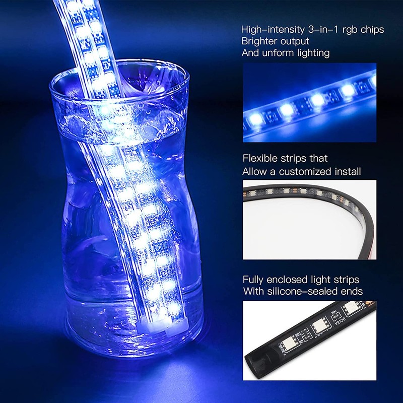 YUGUANG 4Pcs Underglow Kit for Car, APP Control Multicolor Car