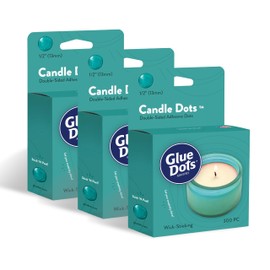 Glue Dots, Candle Dots, Double-Sided, Permanent, 1/2", 3-Pack, 900 Total Dots, Heat-Resistant Adhesive, DIY Candle-Making, Secure Candle-Wick, Liquid Hot Glue Alternative, Clear