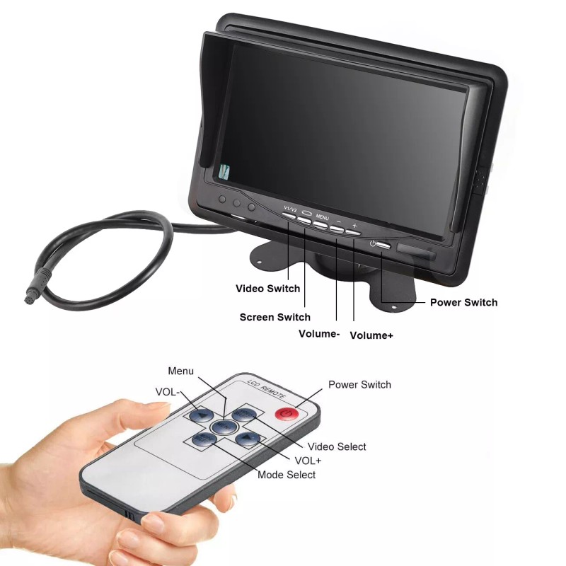 Red Wolf 7" Screen Monitor For Car Rear View Reverse