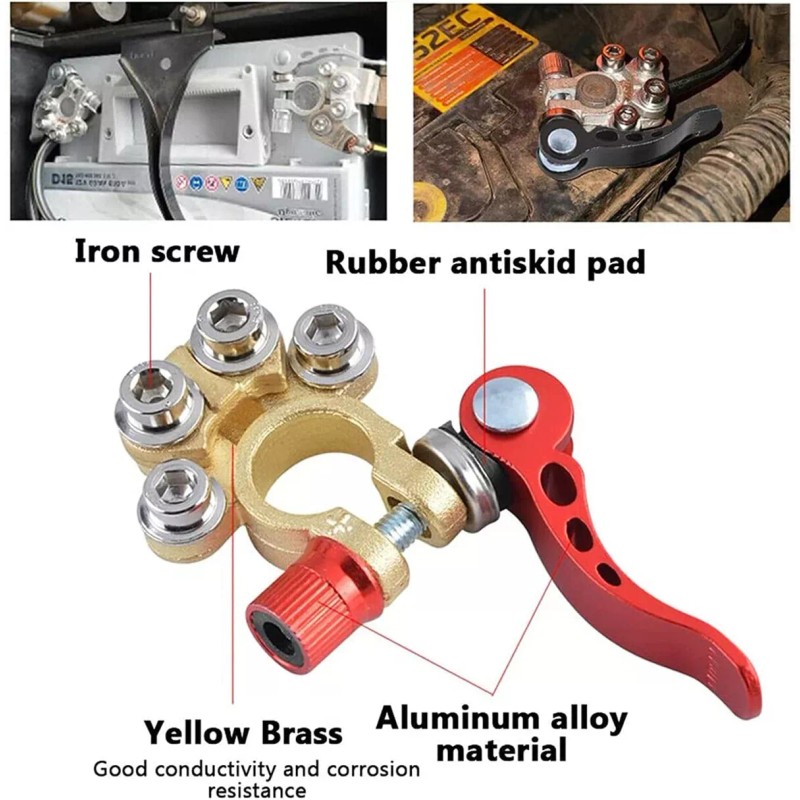 YCY Car Battery Terminal Connector Clamp 2Pcs Quick Release Adjust