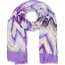 styleBREAKER 01016221 Women's Scarf with Colourful Zig-Zag Zag Pattern and Metallic Accents, Stole Multicoloured Serrated, purple