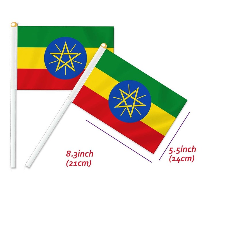 25 PCS Ethiopia Handheld Small Flag, Ethiopian Hand held Mini