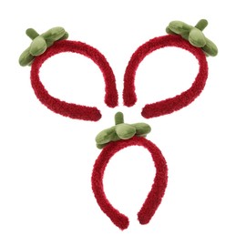 NOLITOY 3pcs Cute Strawberry Headbands Fuzzy Face Wash Hair Hoops for Makeup Skincare Fun Cartoon Design with Wide Nonslip Band for Daily Wear Special Occasions