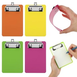 Bewudy Paquete de 4 Portapapeles Pequeños de 4 x 6 Pulgadas, Mini Portapapeles de Bloc de Notas, Portapapeles de Plástico Tamaño Carta con Clip de... 